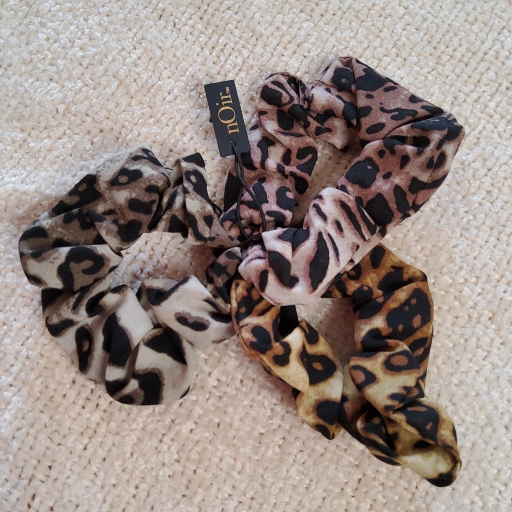 nOir 3 animal print hair scrunchies